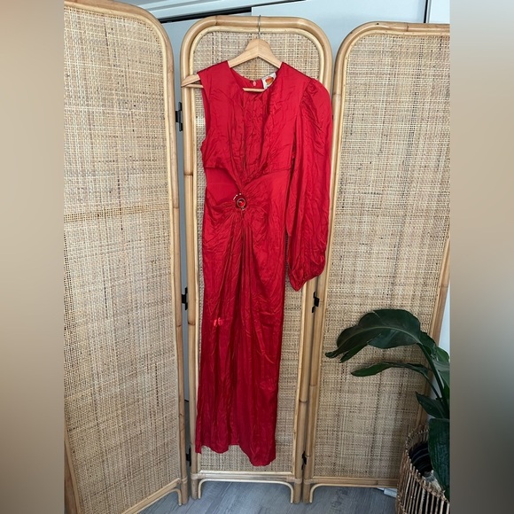 Farm Rio Red One Shoulder Maxi Cutout Dress Resortwear - Picture 8 of 15